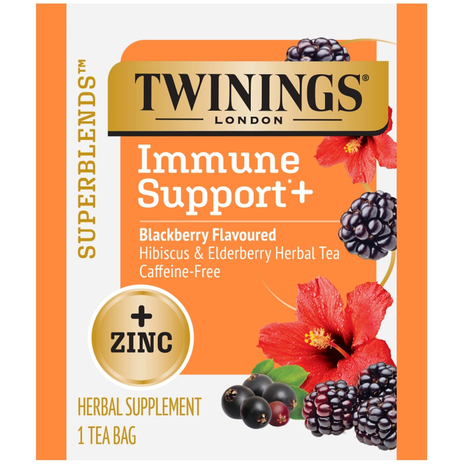 Twinings Herbal Tea 16 Count Pack of 6 Immune Support Blackberry Elderberry