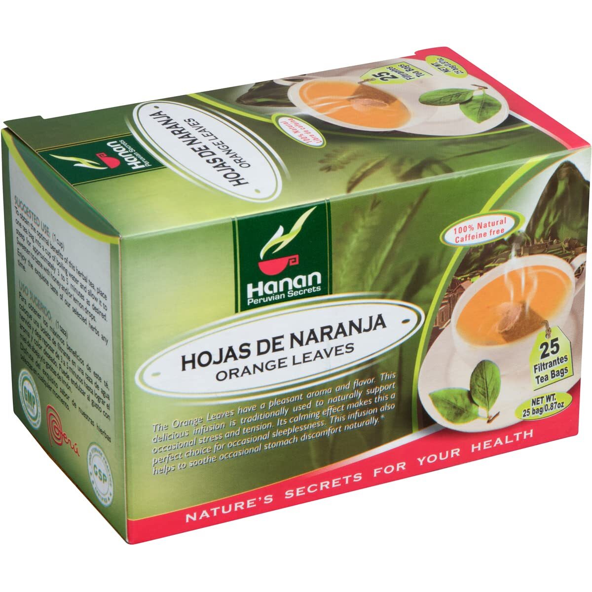 Orange Leaf 25 Herbal Tea Bags Naranjo from Peru