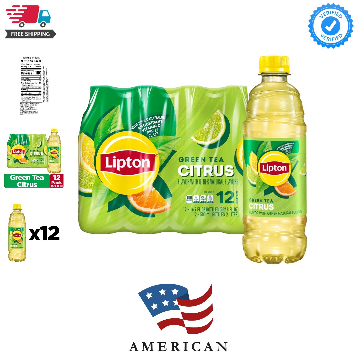 Green Tea Citrus, 16.9 Fl Oz Bottles Pack of 12