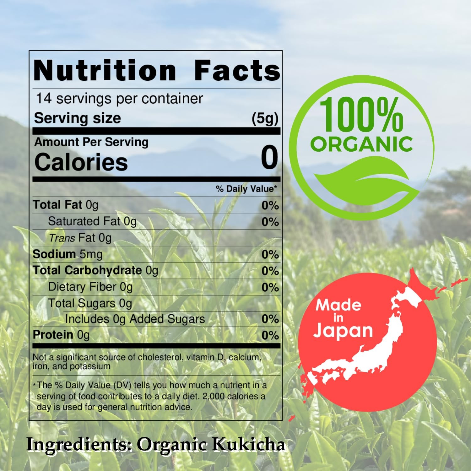 NAGOMI Organic Kukicha – Loose Leaf Japanese Twig Green Tea, 70g/2.47oz.