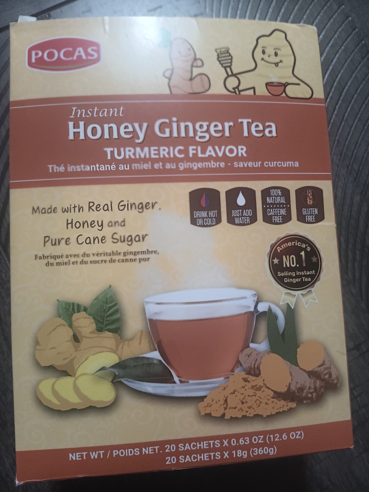 Pocas Honey Ginger Tea original Instant Honey Ginger Tea Made with Real Ginger
