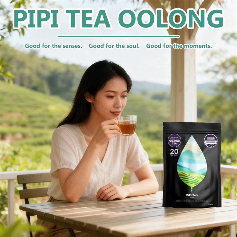 PiPi Tea Organic Oolong Tea Bags – Whole Leaf, 20 Bags (4g Each) – Cortisol & Ca