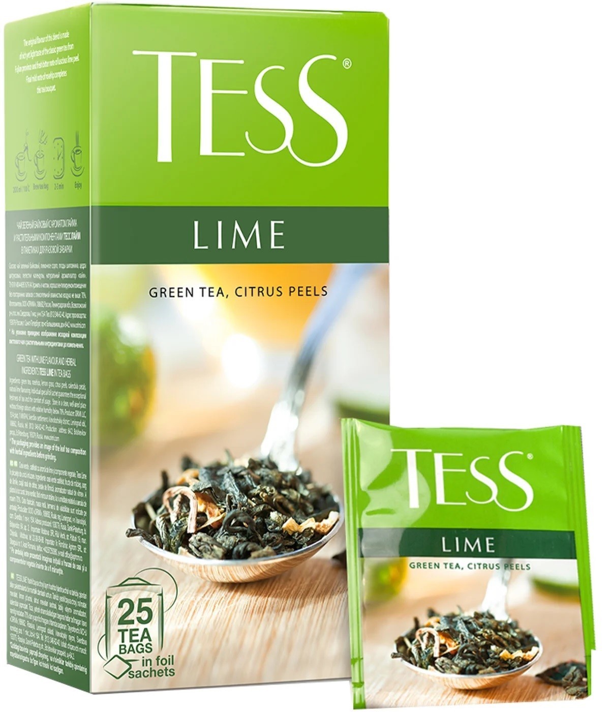 3 x Tess Lime Green Tea Bags – Flavored with Lime & Herbs – 25 Single Tea Bags