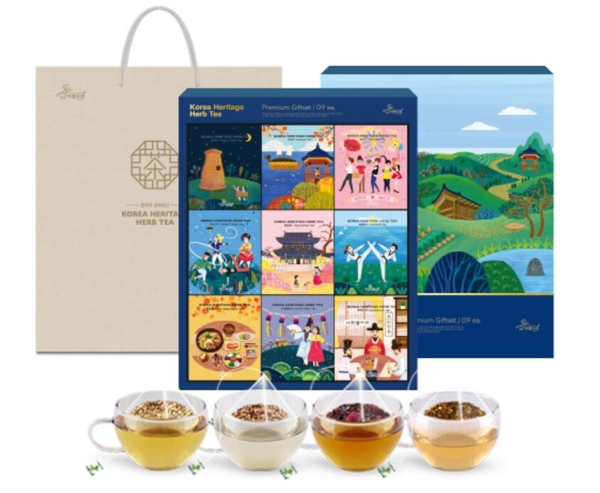 Korean traditional heritage herb tea premium gift set, nine kinds of tea arumdre