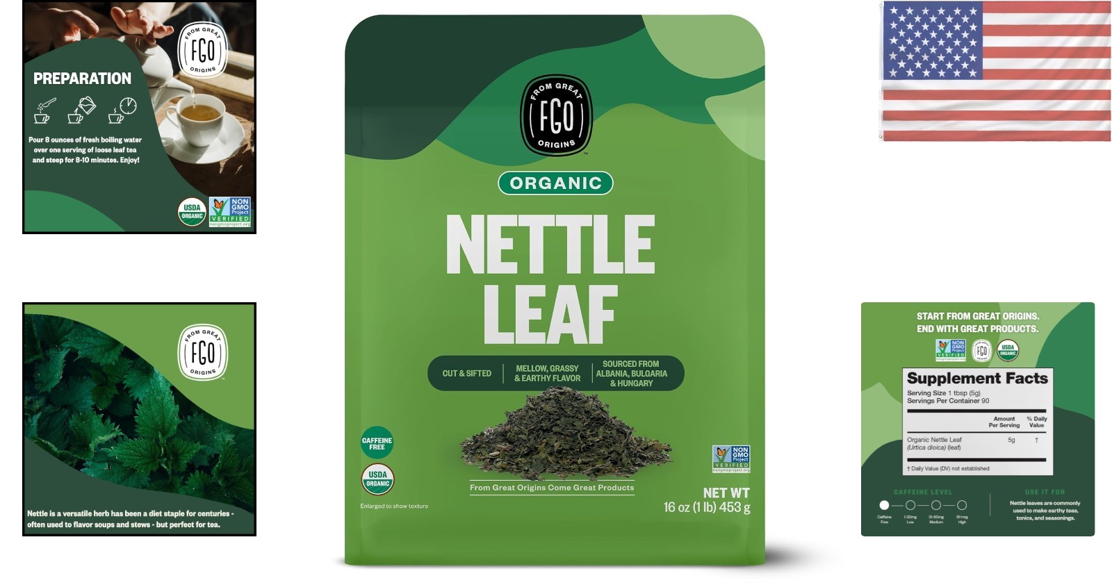Cut and Sifted Organic Nettle Tea, 16oz Bulk Bag – Healthy and Delicious