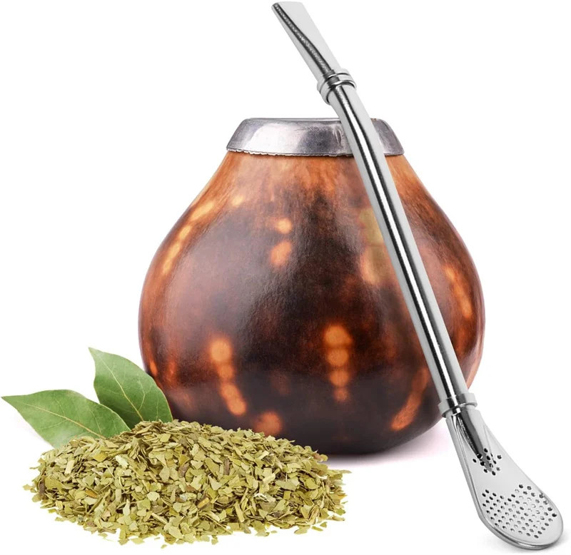 3pcs Stainless Steel Yerba Mate Cup Set: 350ML Gourd, Bombillas & Brush