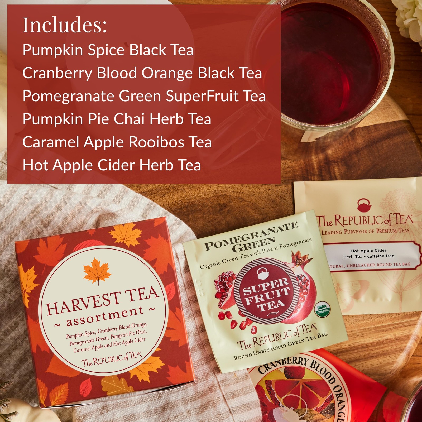 The Republic of Tea: Fall Harvest Tea Assortment Cube, 24 Count (Pack 1)