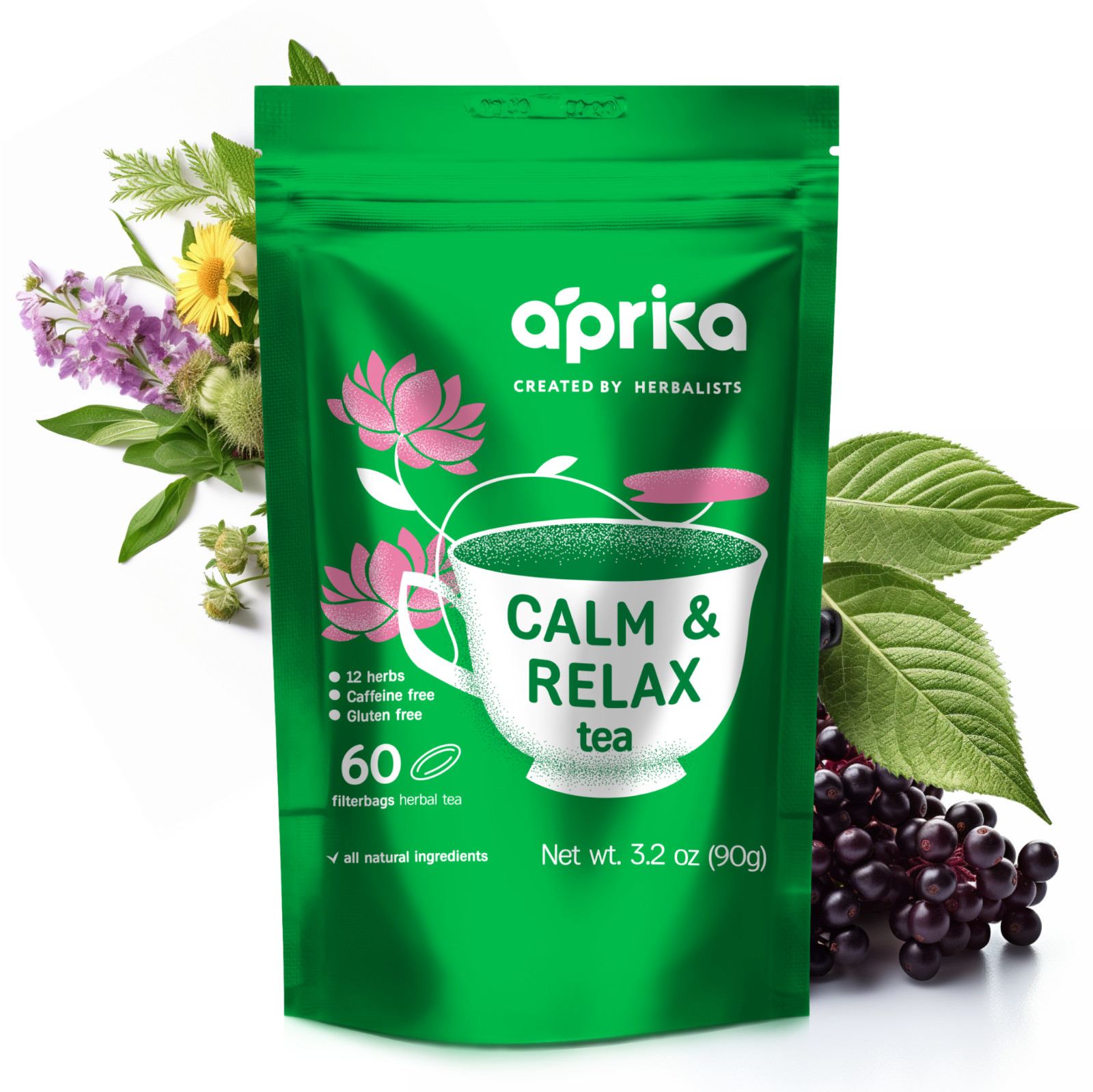 Calm & Relax Herbal Tea for Stress Relief and Relaxation, 60 bags, USA seller
