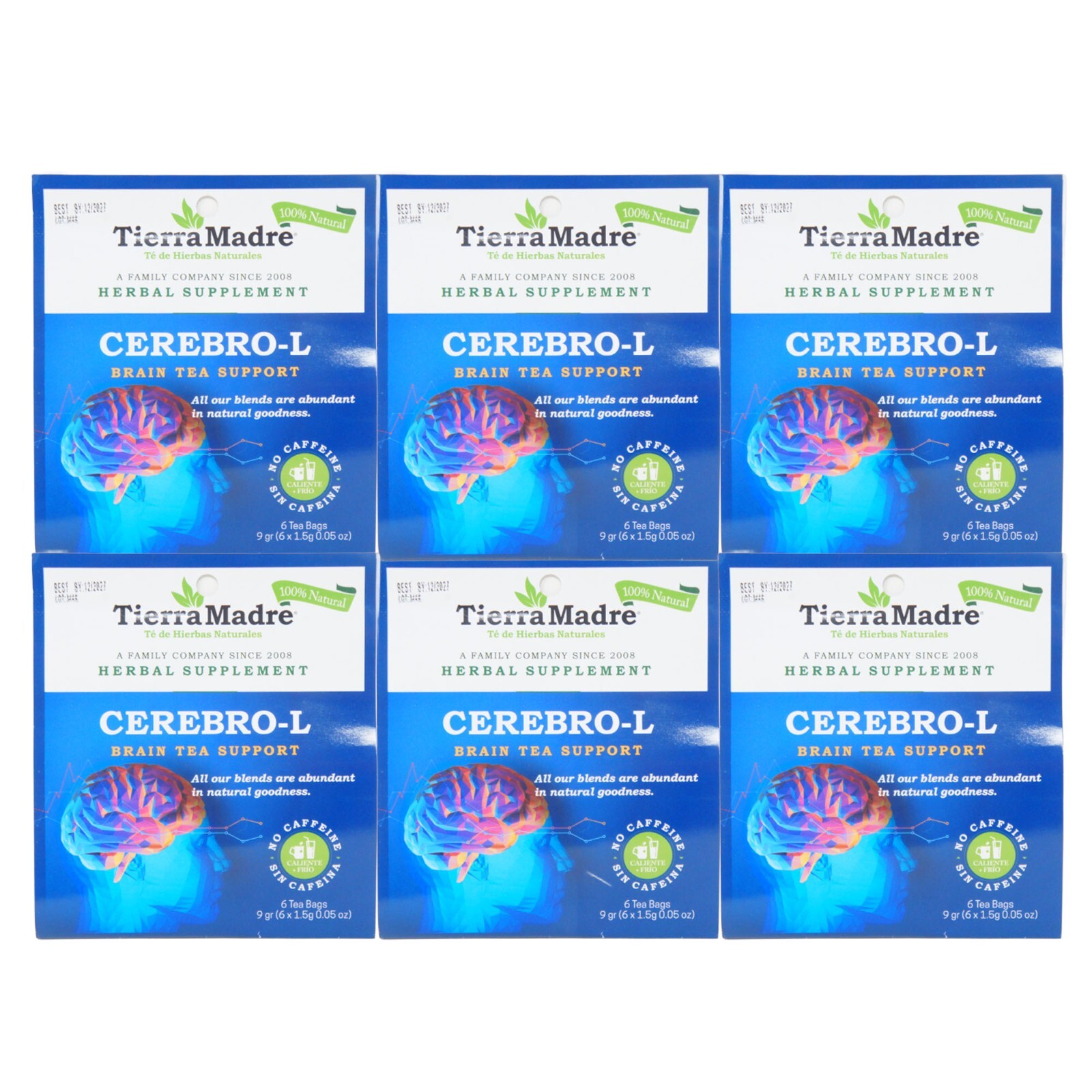 Tierra Madre Cerebro-L Brain Tea Support – Herbal Supplement 6 tea bag (6 Pack)