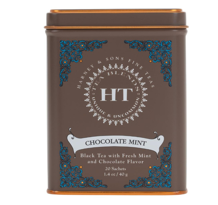 Harney and Sons Chocolate Mint, Flavored Black Tea – 20 Sachets per Tin