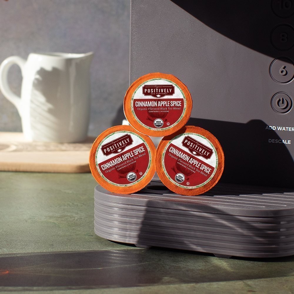Positively Tea | Organic Cinnamon Apple Spice Tea | 96 Pods, Keurig Compatible