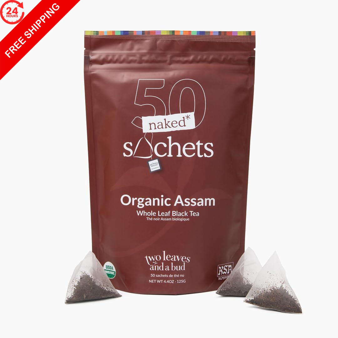 Two Leaves and a Bud Organic Assam, 50 Unwrapped Tea Sachets 50