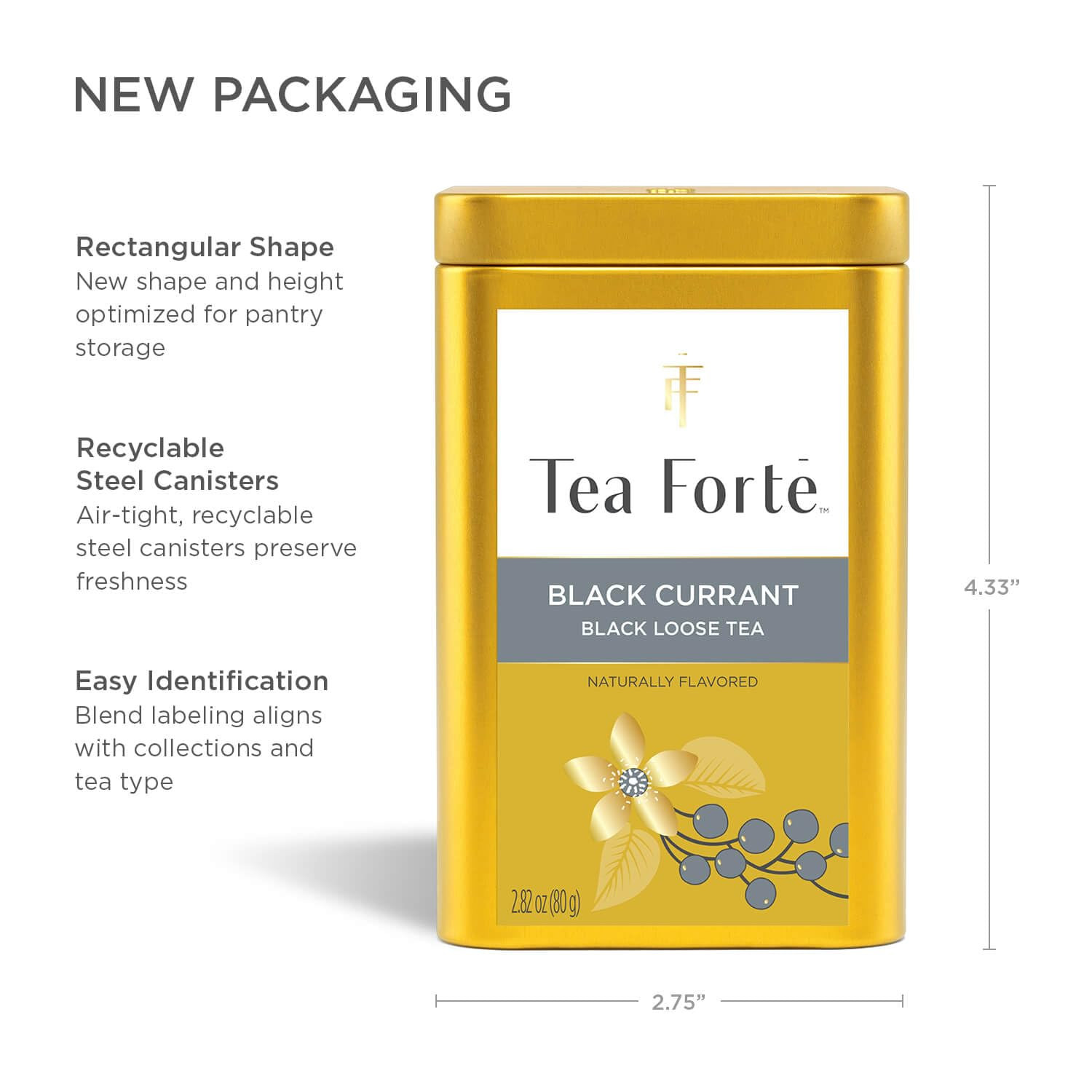 Black Currant Premium Loose Leaf Caffeinated Black Tea Blend Canister, Makes 35-