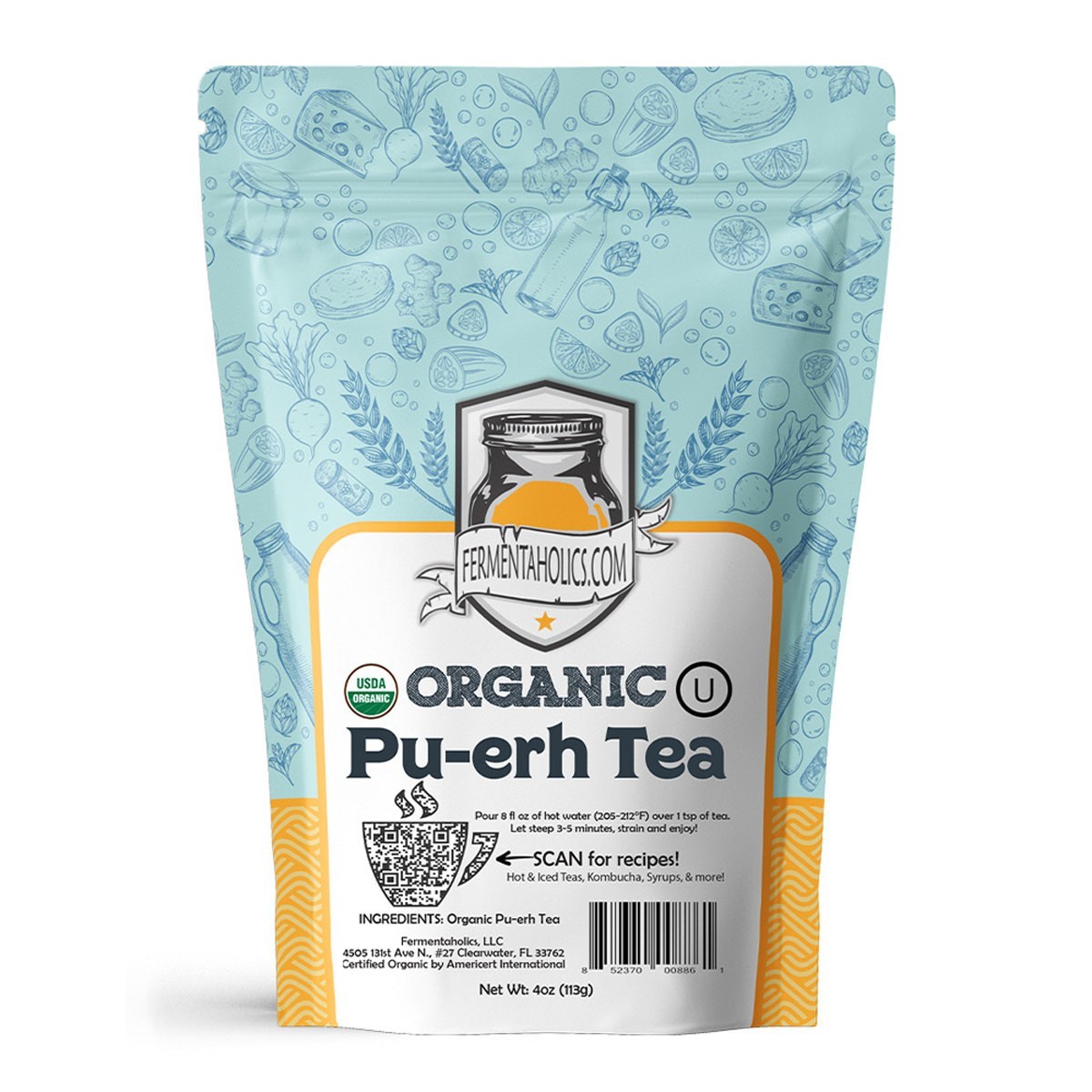 Fermentaholics USDA Certified Organic Loose-Leaf Pu-Erh Tea – 4 oz