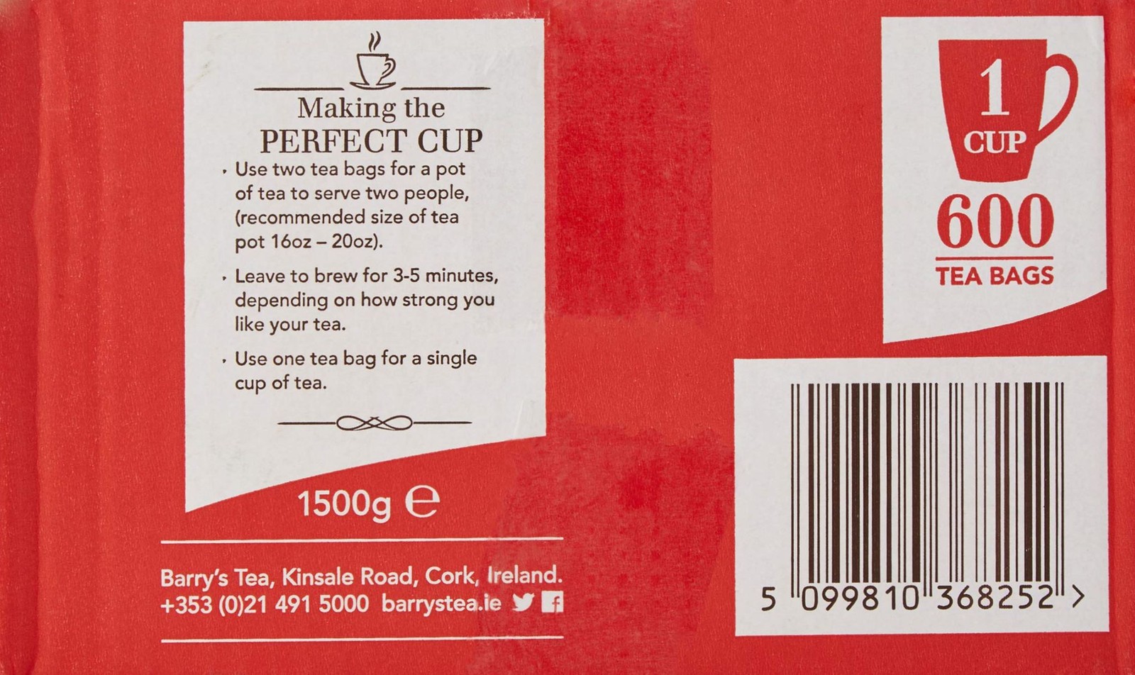 Barry’s Tea Gold Blend Catering 1-Cup 600 Teabags