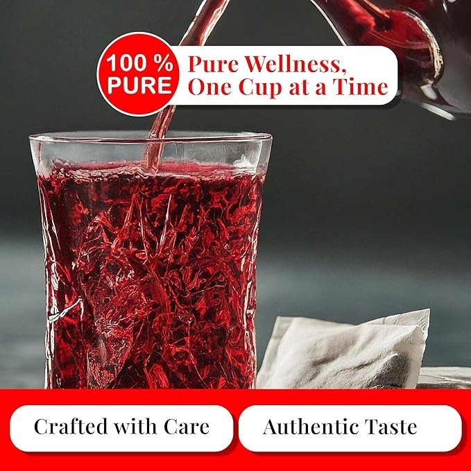 Hibiscus Tea with Moringa 75 Tea bags, Herbal Wellness Blend for Blood Pressure