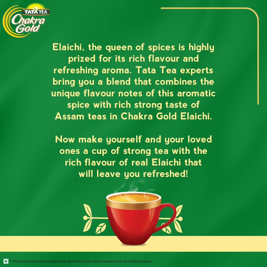 Tata Tea Chakra Gold ELAICHI -Cardamom Refreshing Flavor -250 Gram -Free Ship