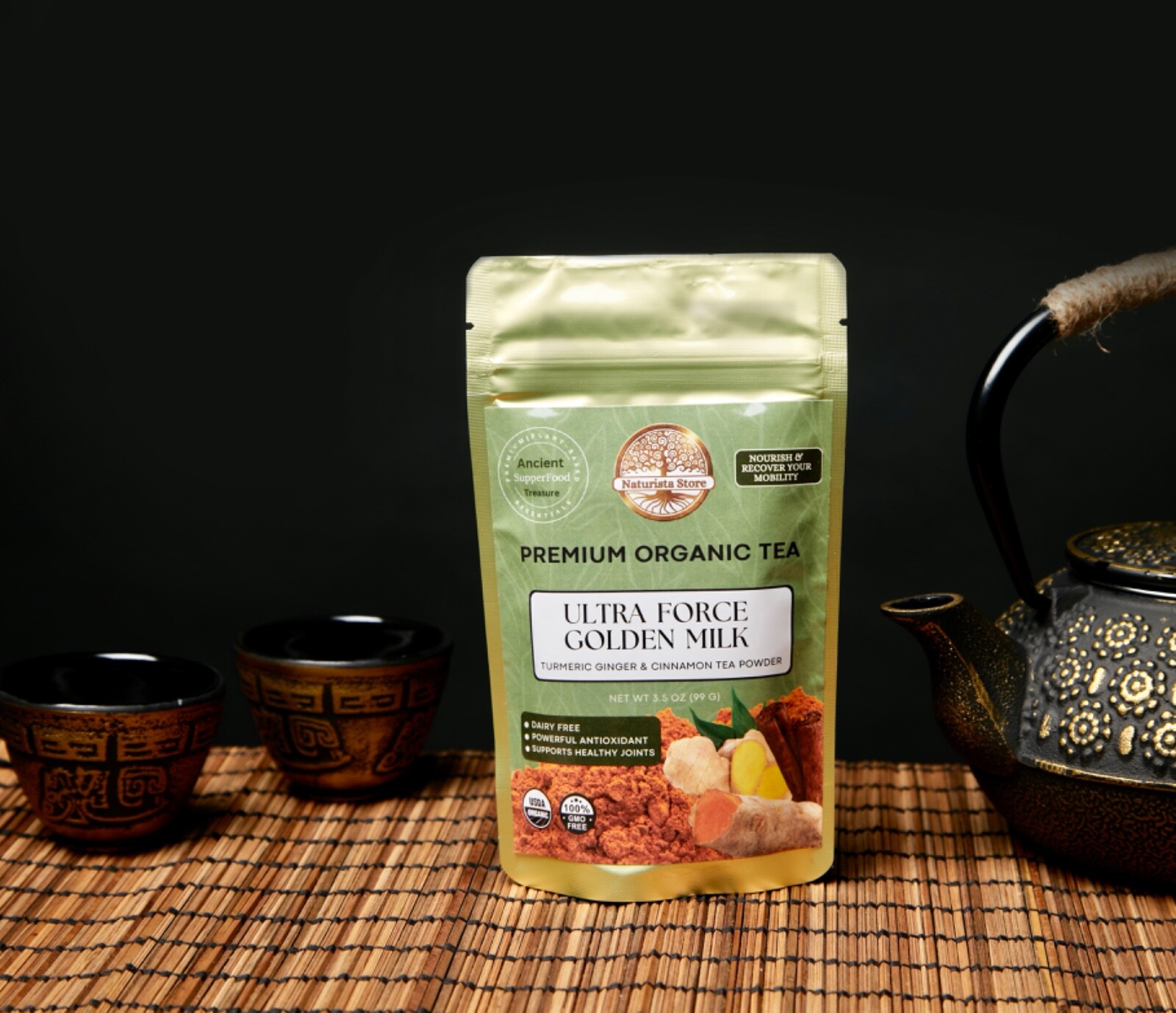 Organic Golden Milk Turmeric Ginger Cinnamon Tea Power 3.5oz