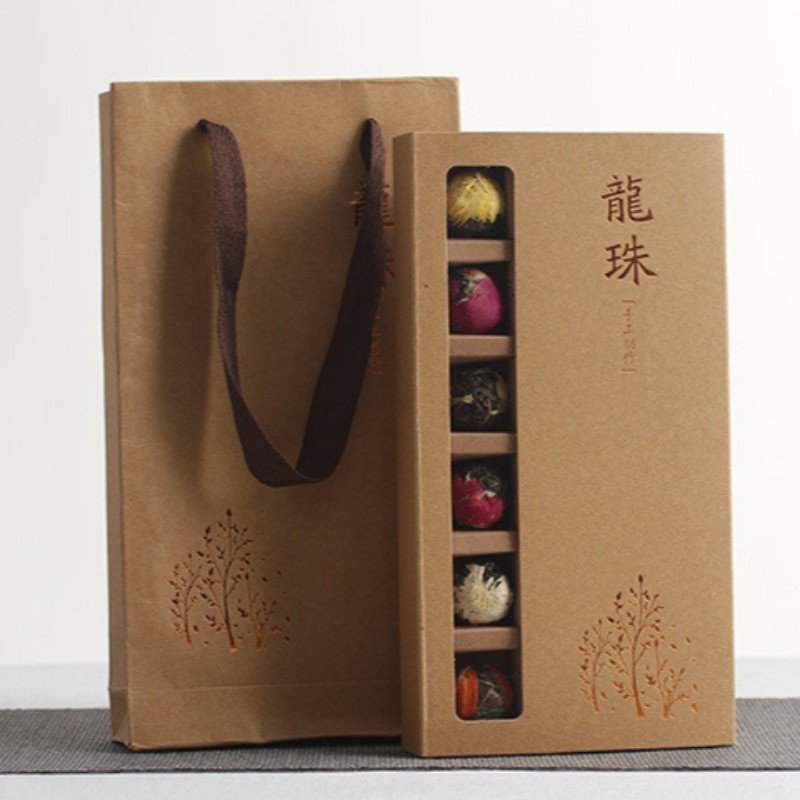 140g Yunnan Pu’er Raw Tea 18 Pcs Handmade Dragon Ball Flower Tea Gift Box Set