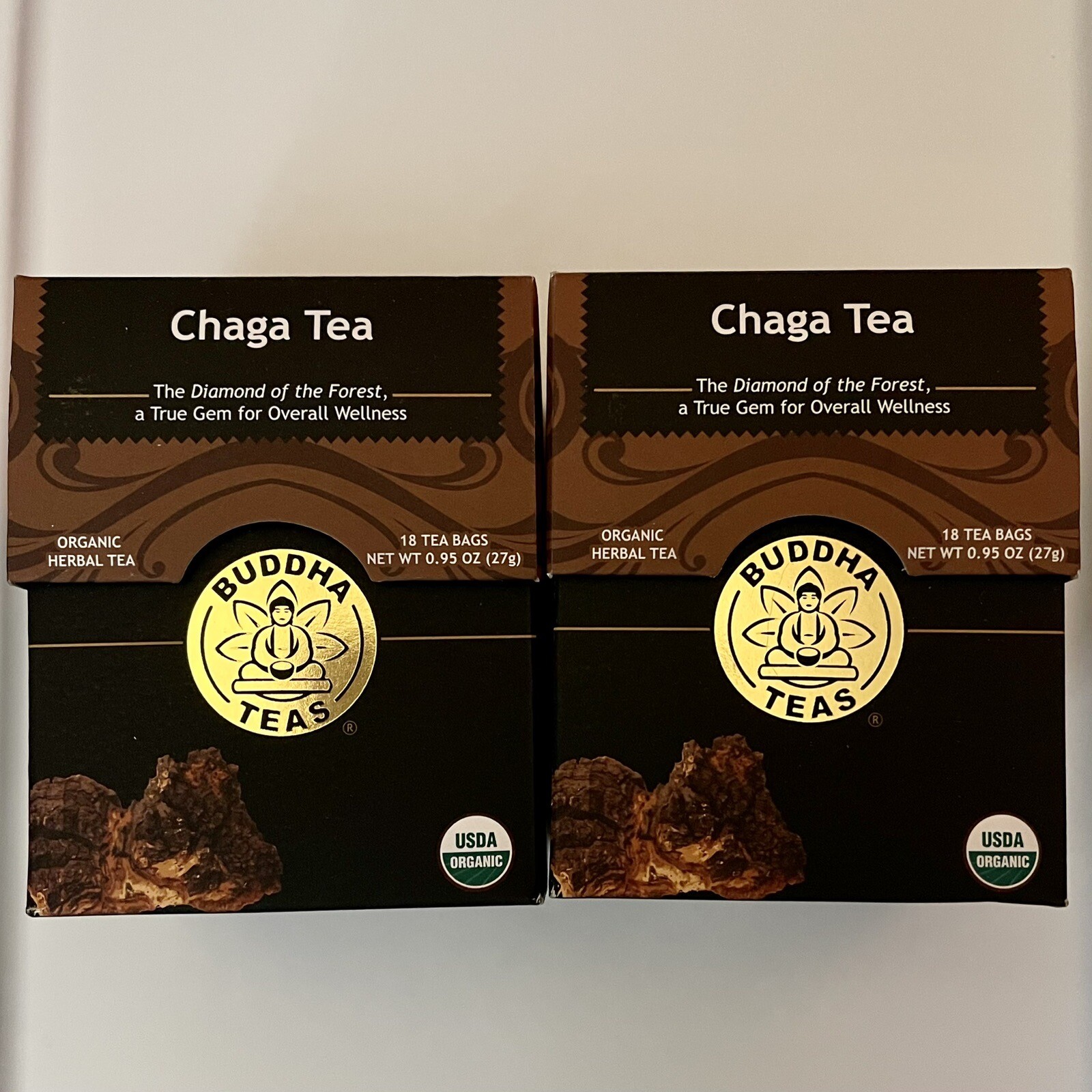 Buddha Teas Organic Chaga Herbal Tea Lot of 2 NEW exp. 10/2025