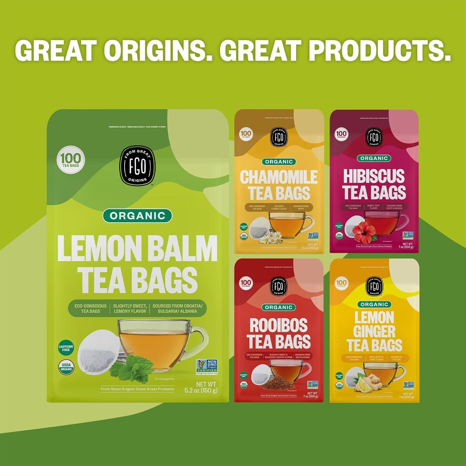 100 Count Caffeine-Free Organic Lemon Balm Tea for Mood Enhancement & Relaxation