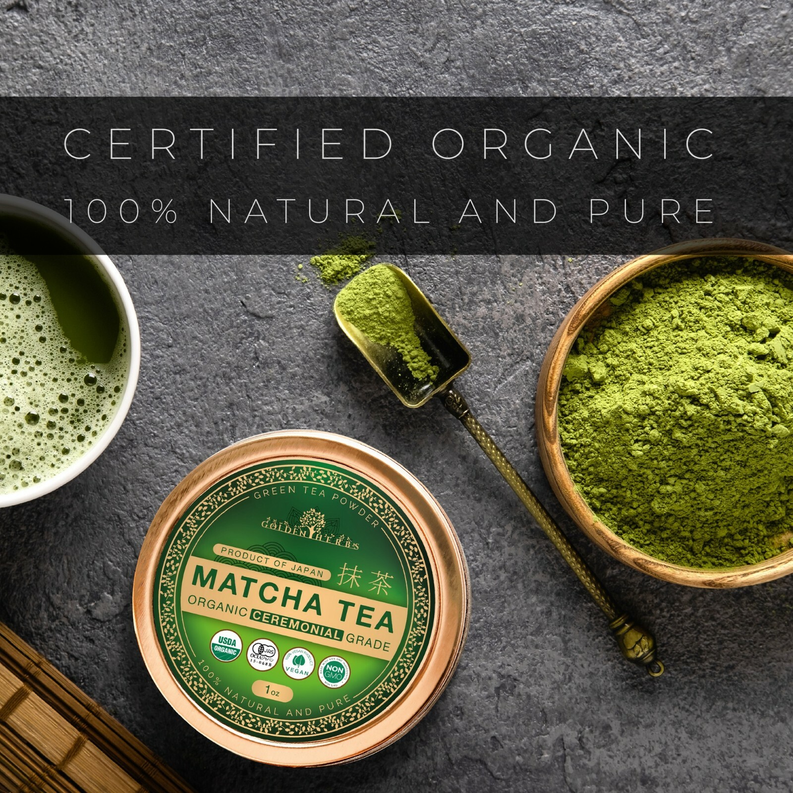 Golden Herb Japanese Organic Ceremonial [Grade 1] Matcha Green Tea Powder
