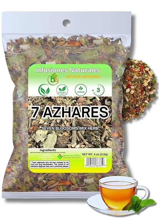 7 Azahares Herbal Tea – 4 oz Loose Leaf Calming Tea Blend – Passion Flower, Vale