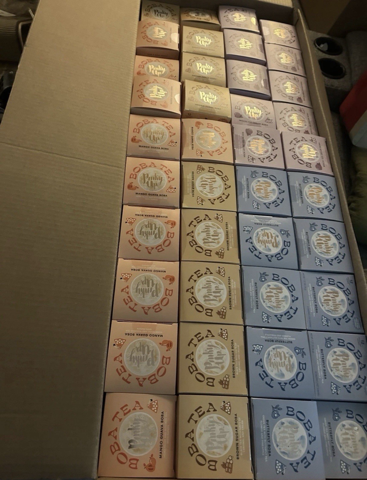 40 BOXES of Pinky Up Boba Tea Bags, comes w 12 tea bags in each box.