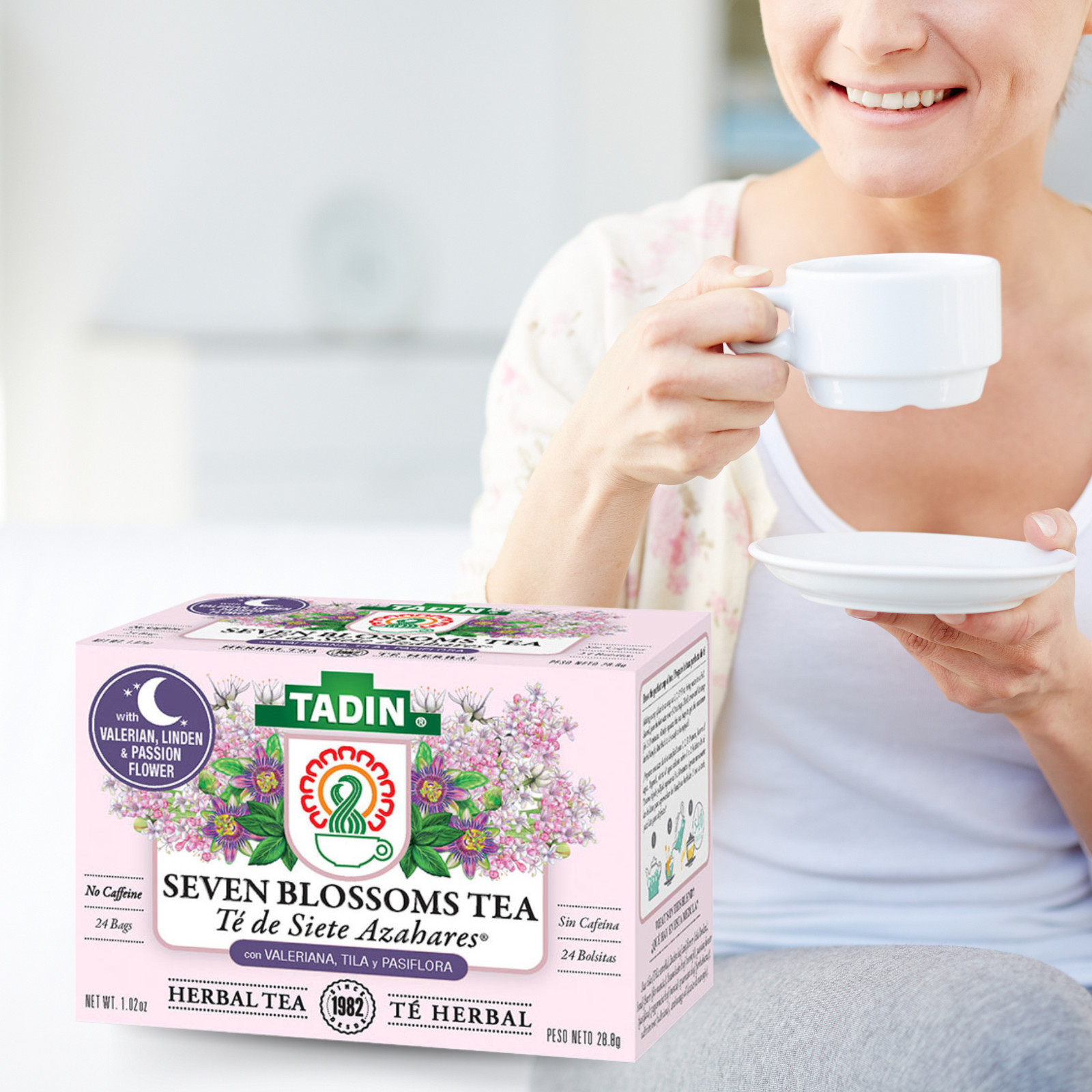Tadin Seven Blossoms Herbal Tea, 24 Bags 1.02 fl oz, Floral Infusion (6-Pack)
