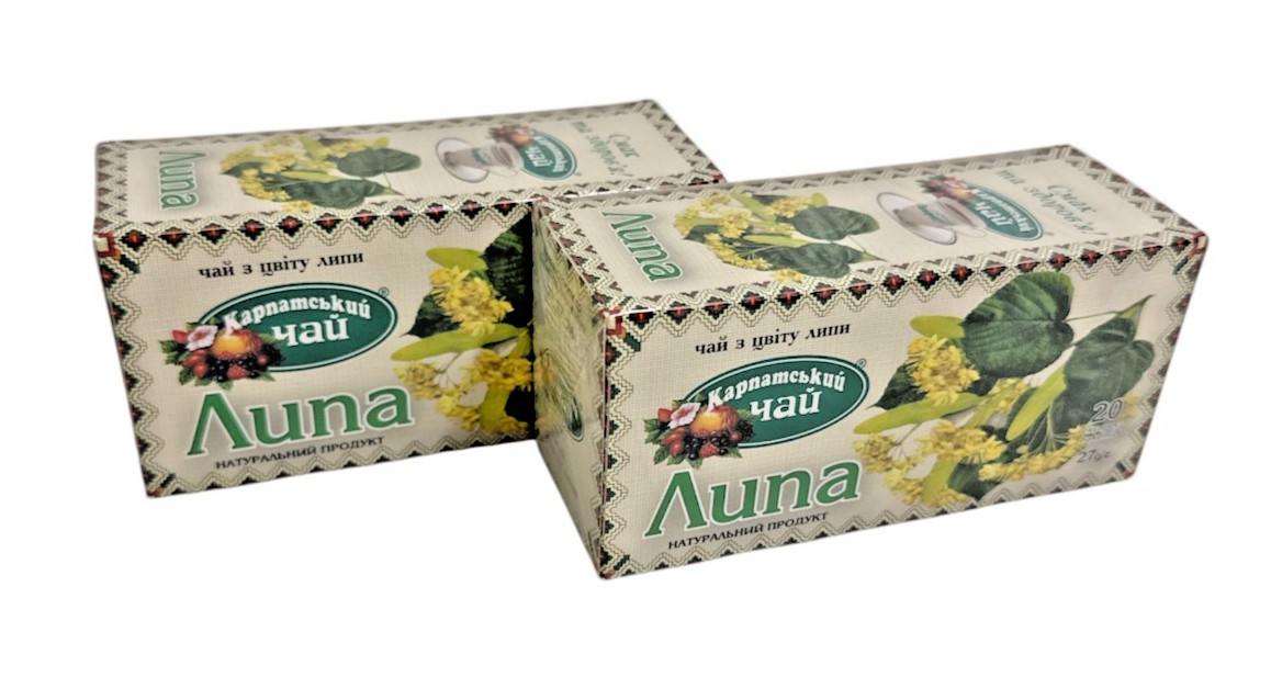 Carpathian Linden Tea 100% Natural – 20 Bags, 27g – Pack of 2 – Ukraine