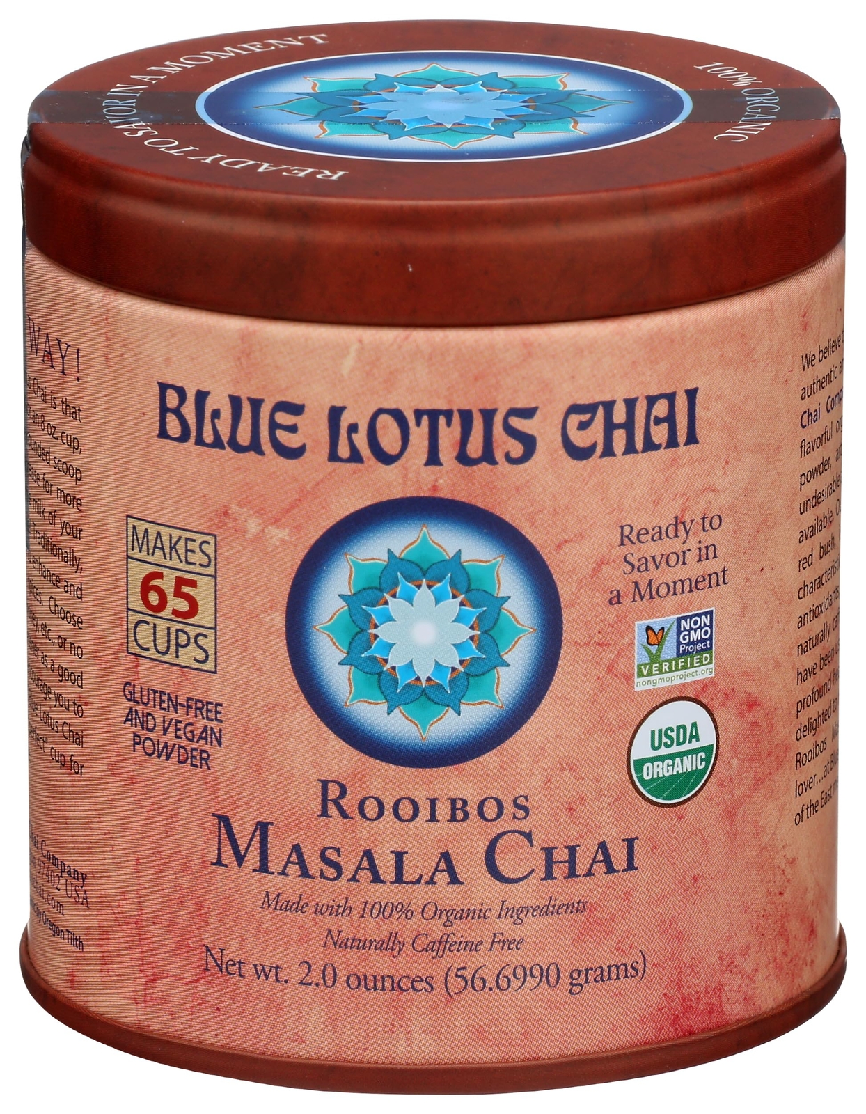 Sugar Free Spiced Chai Instant Powder 2 Ounce Makes 65 Cups Organic Vegan Glu…
