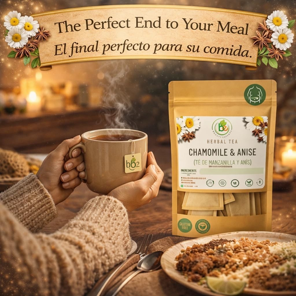 Manzanilla & Anís Té (Chamomile & Anise) – 60 Tea Bags – 100% Natural, Vegan, He