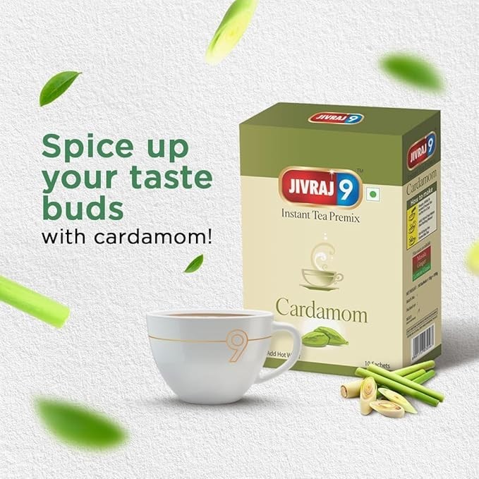 Jivraj 9 Instant Tea Combo | Lemongrass & Cardamom | 4 Packs | 10 Sachets Each