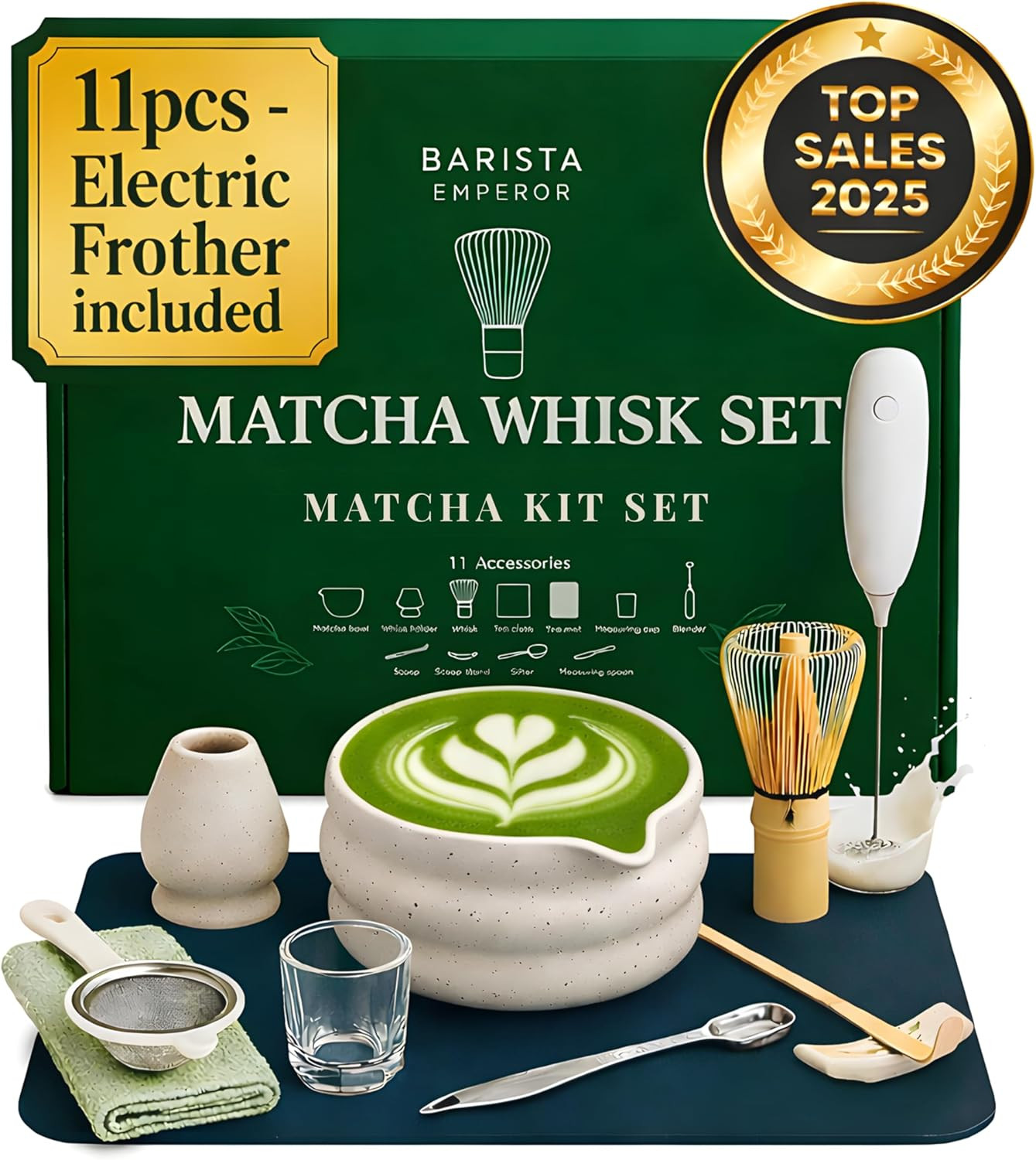 ® MATCHA WHISK SET PREMIUM 11Pcs – Professional Matcha Kit Set with Matcha Bowl,