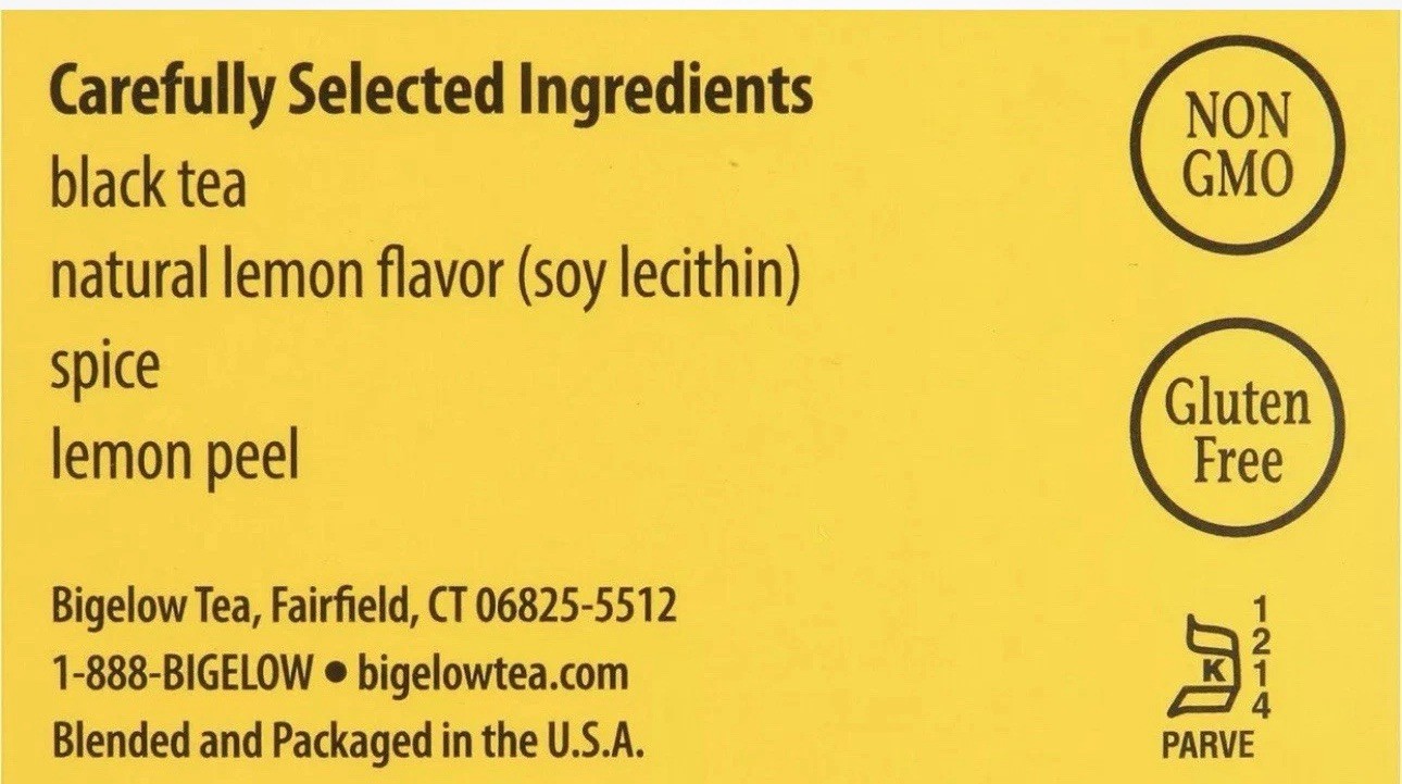 Bigelow Lemon Lift Black Tea, 28 standard tea bags/Box, 6 packs