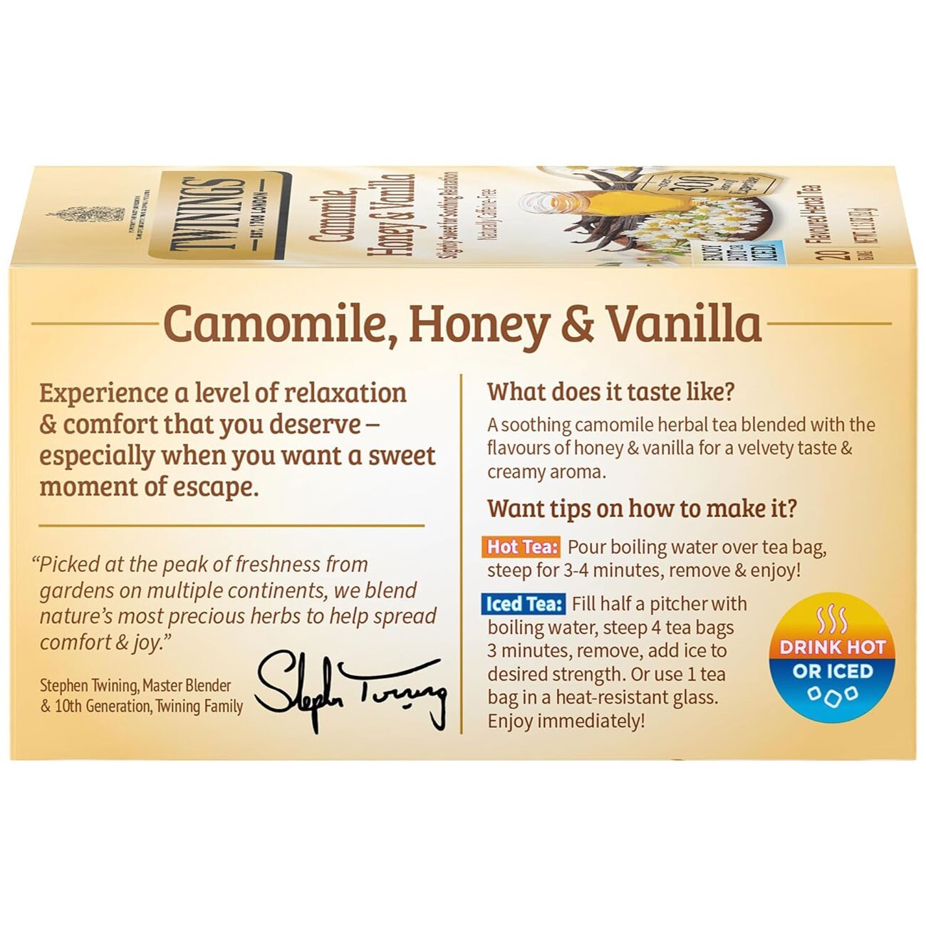 Twinings Camomile, Honey & Vanilla Herbal Tea – 20 tea bags