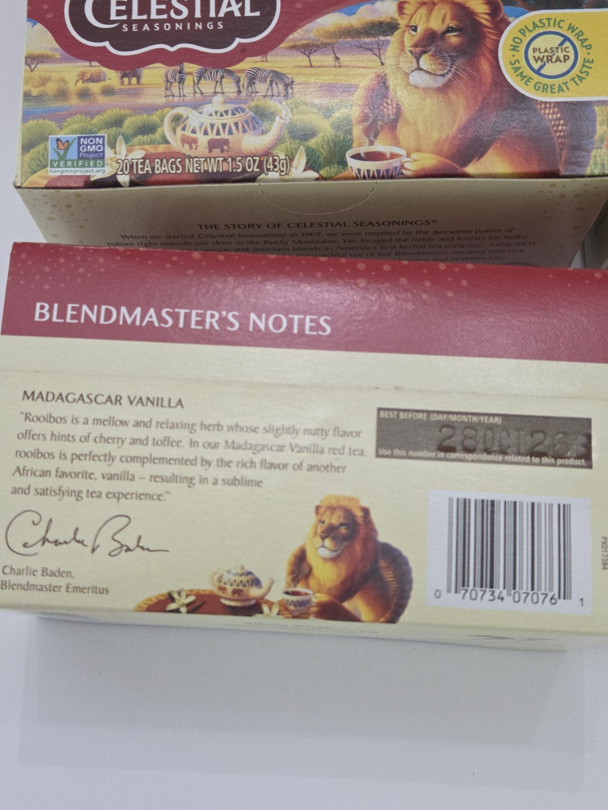 Celestial Seasonings Madagascar Vanilla Herbal Tea, Rooibos, 120ct BB 10/28/26