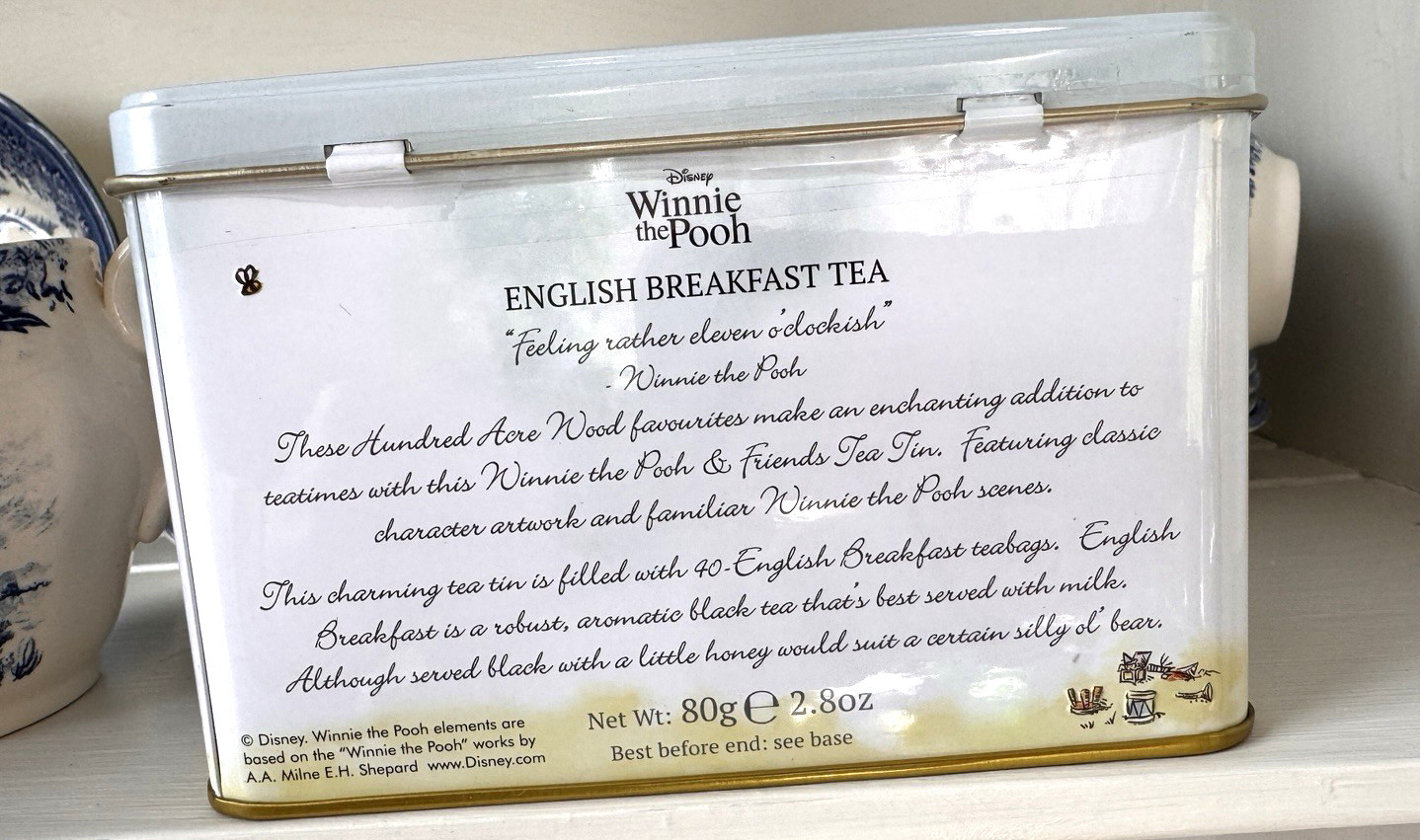 Winnie the Pooh Tea Caddy Tin with 40 English Breakfast Teabags- Made in England