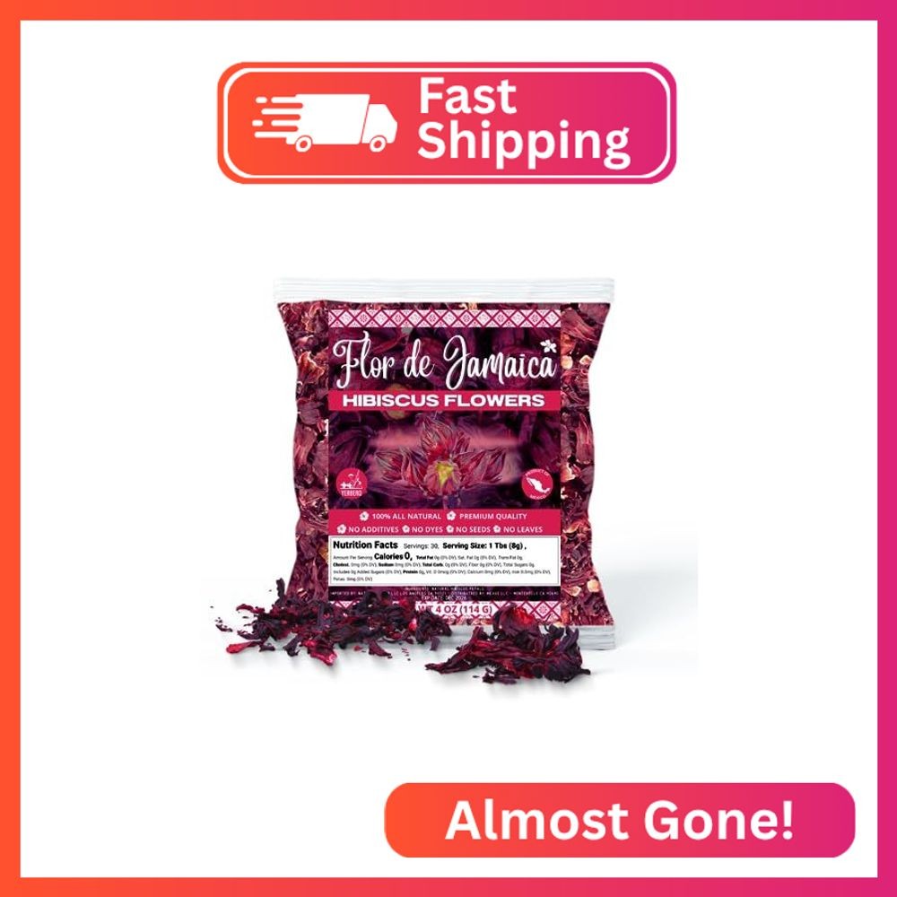 Yerbero – Whole Dried Premium Hibiscus Flowers 4oz (114g) | Hibiscus Tea | Flor