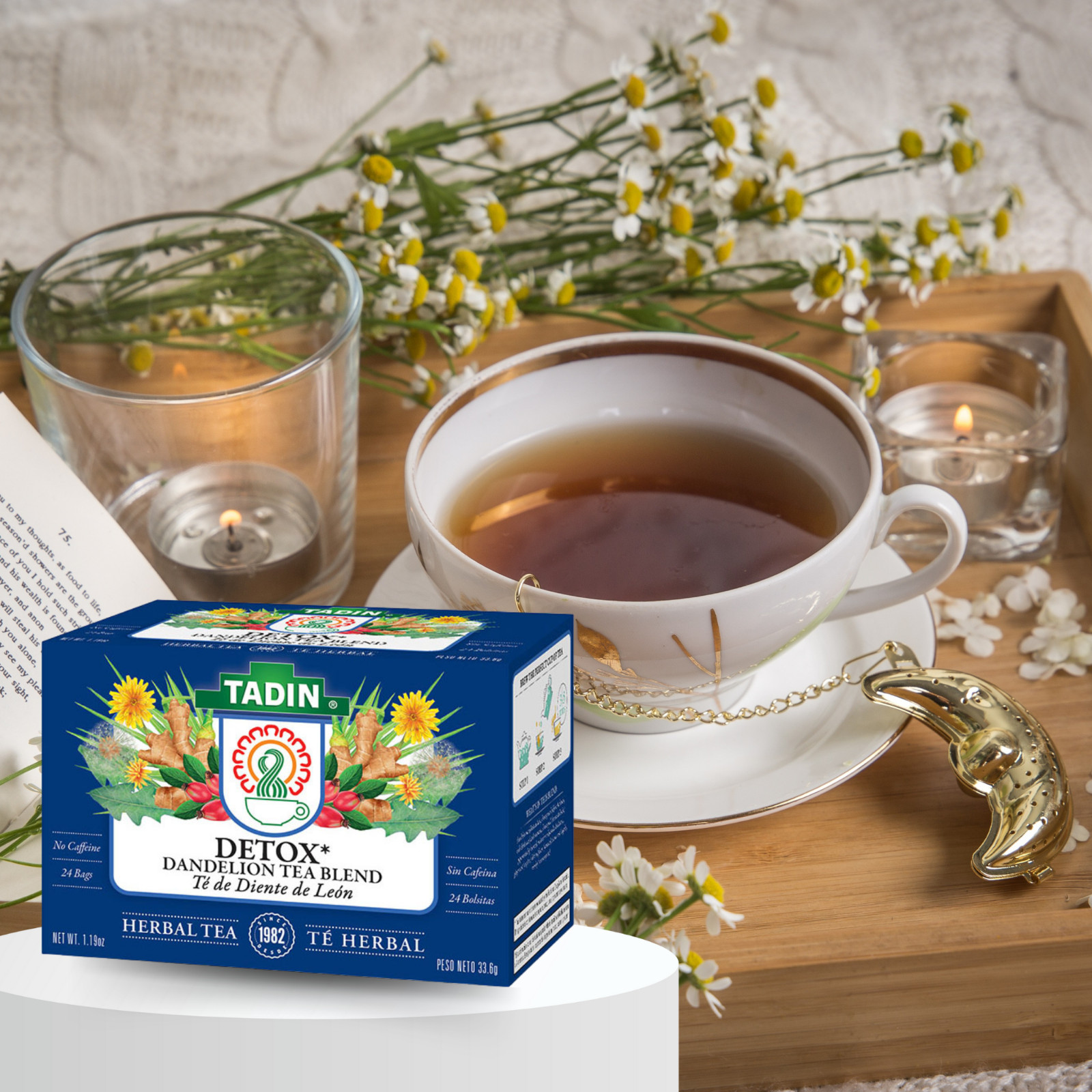 Tadin Dandelion Root Detox Tea Blend. Caffeine Free. 24 Bags. 1.19 oz. Pack of 6