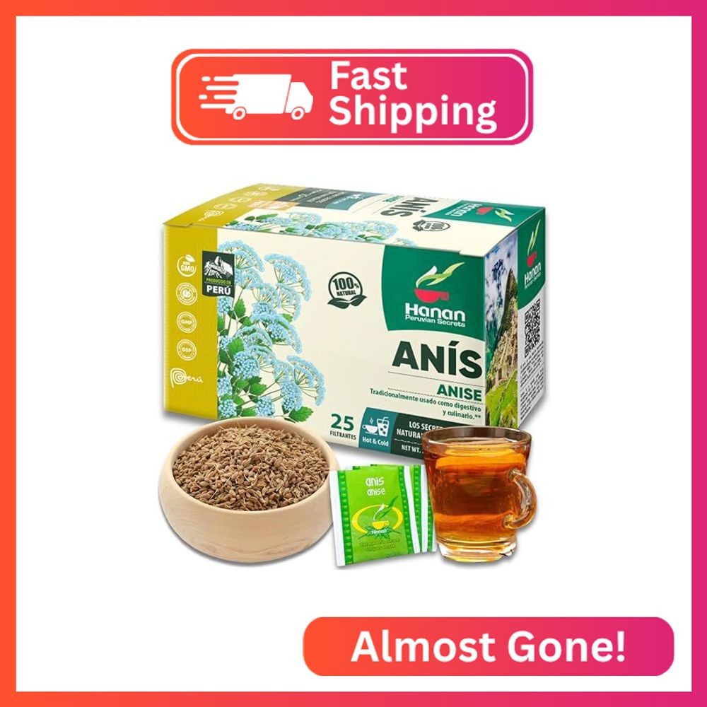 Hanan Anise Tea 25 Herbal Teabags – Te de Anis Natural for Digestive Health, Dri