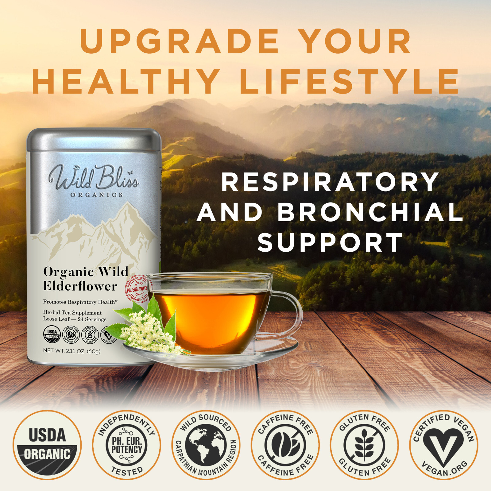 Organic Wild Elerflower Tea – Caffeine Free Herbal Tea – Pharmacopoeia Potency