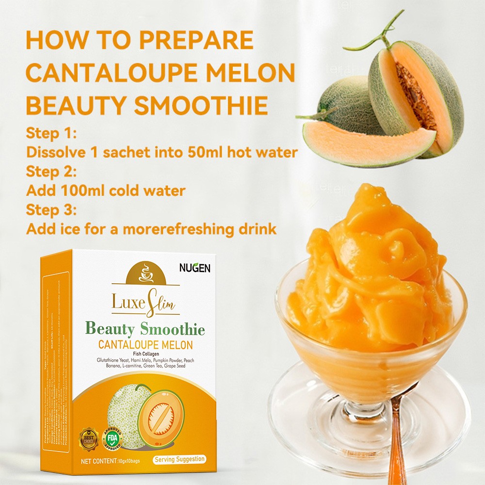 Cantaloupe Melon Beauty Smoothie,With Fish Collagen Glutathione Yeast-10 Bags