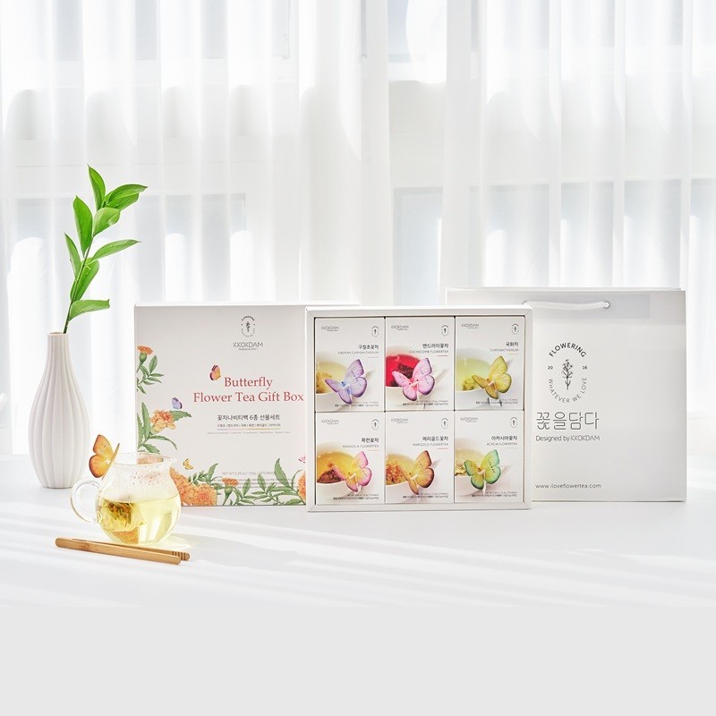 Kkokdam Butterfly Tea Bag Gift Set-Orange (6 flavor*3ea)