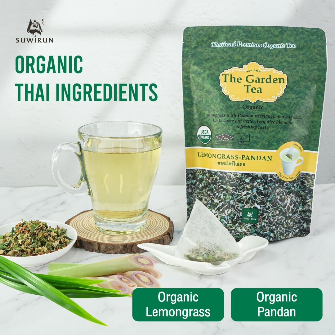 Organic Lemongrass & Pandan Tea 25 Bags – Product of Thailand – Aromatic Thai…
