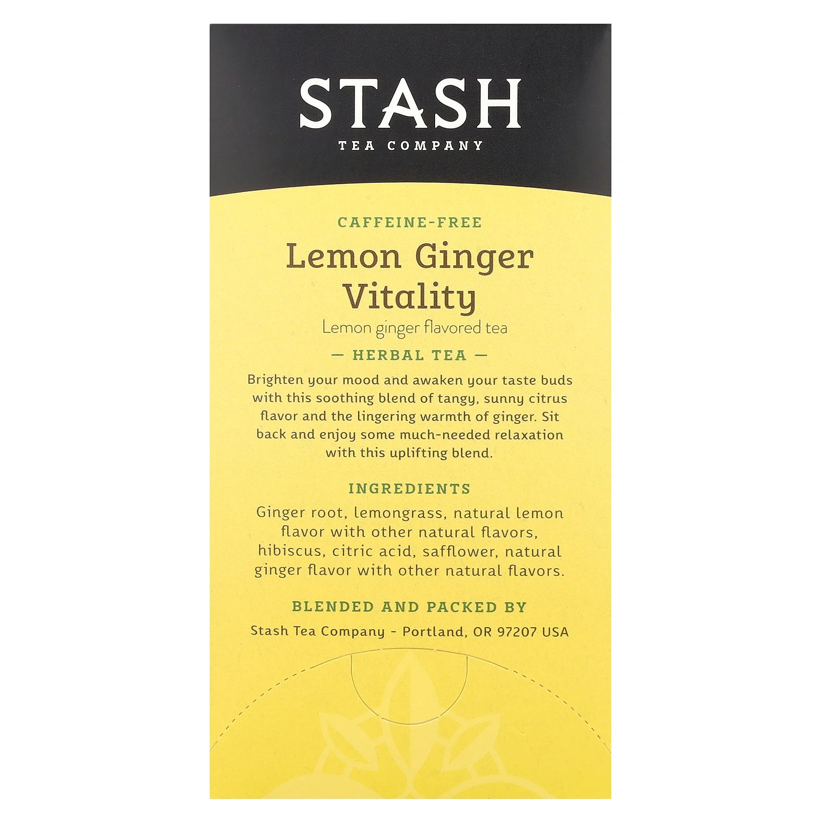 Herbal Tea, Lemon Ginger Vitality, Caffeine-Free, 20 Tea Bags, 1.1 oz (34 g)