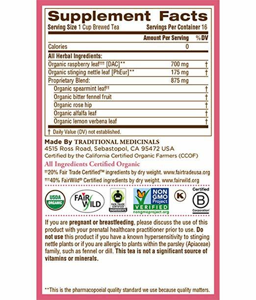 32 Bags Traditional Medicinals – Organic – Caffeine Free – Pregnancy Tea
