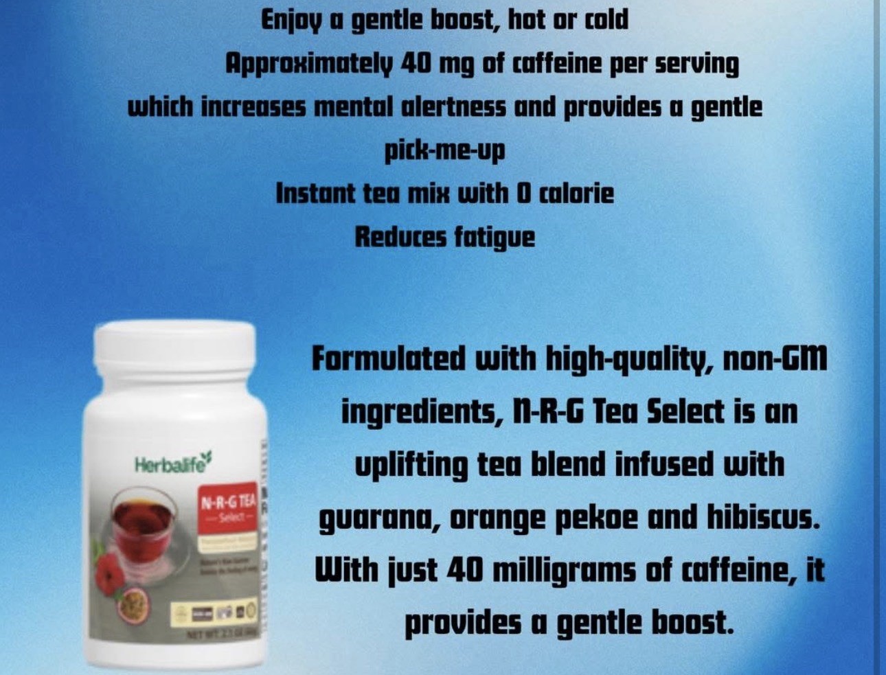 Herbalife N-R-G Tea Select Passionfruit Hibiscus Guarana Herbal Powder 2.1 oz