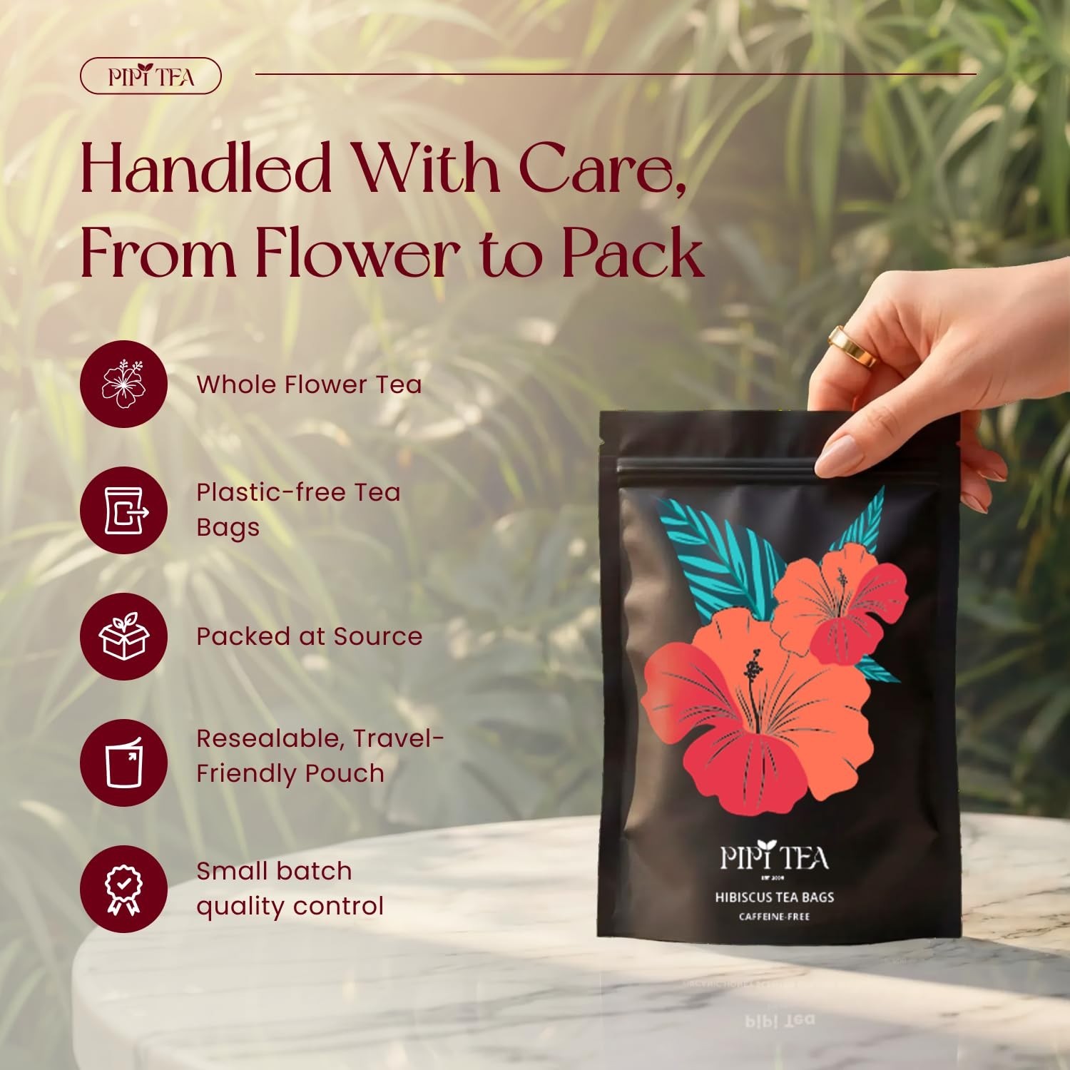 PiPi Tea Organic Hibiscus Tea Bags – Caffeine Free Herbal Tea Rich in Antioxi…