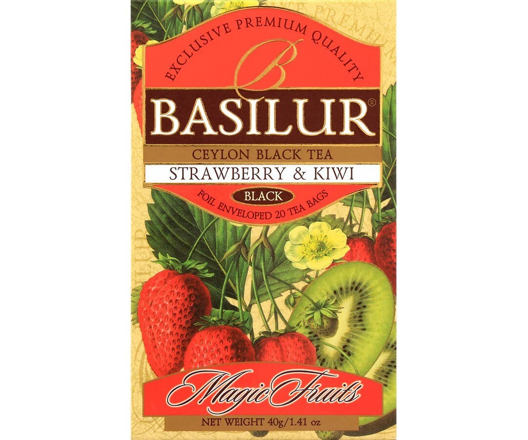 Basilur Strawberry and Kiwi Premium Ceylon Tea 20 Tea Bags